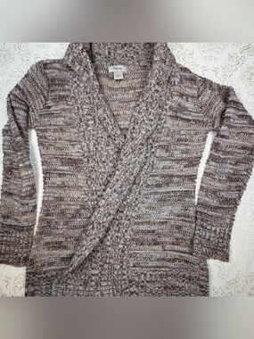 fresh Taupe Marled Open-Front Shawl Collar Cardigan, Small